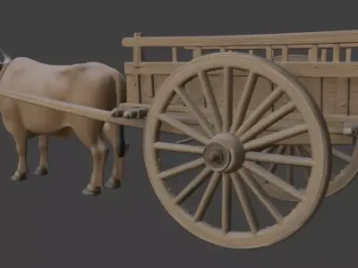 Realistic Bullock Cart 3D Model 3D model