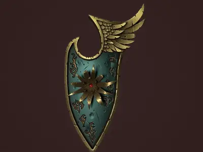 Rune shield Low-poly 3D model