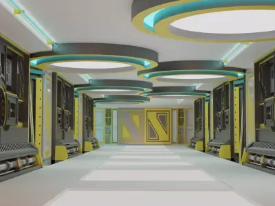 sci fi corridor 3D model 162