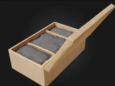 Wooden Box with Grains  Rustic Storage Full of Rural Charm 3D model