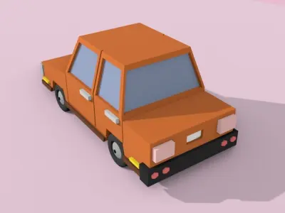 Low-Poly cartoon car 3D model  Low-poly 3D model