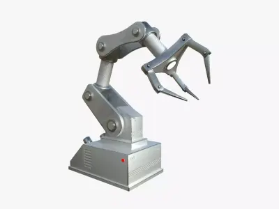 Robotic Hand A02 Bright Steel - Machinery Industrial Design Low-poly 3D model