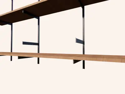 Industrial Wall Shelf - Wood - Metal - 3D Model Low-poly 3D model