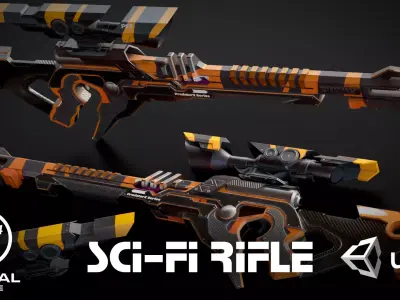 Stylized Sci-Fi Assault Laser Rifle Low-poly 3D model
