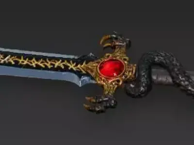 Dragons Coil Obsidian Dagger 3D Model Low-poly 3D model