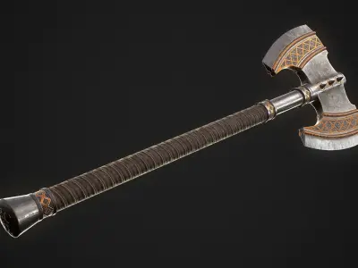 Fantasy Axe 2D Low-poly 3D model