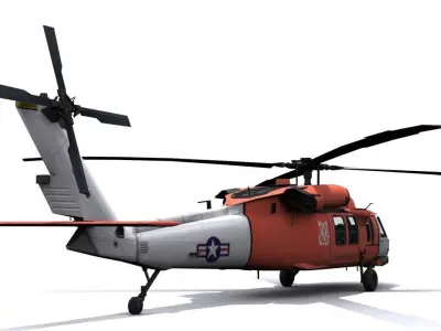 Rescue helicopter Blackhawk Low-poly 3D model