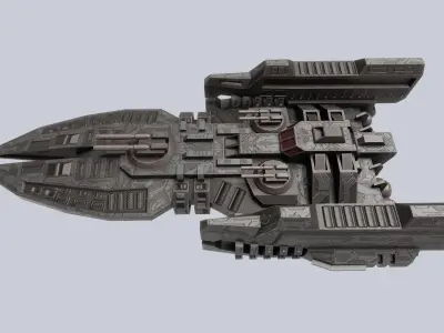 Spaceship Low-poly 3D model 9