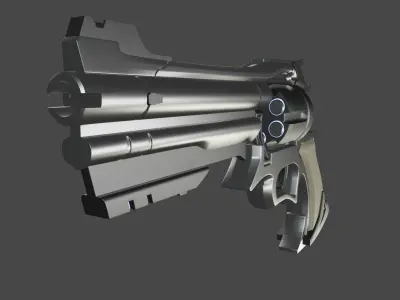 Revolver gun with lights 3D model