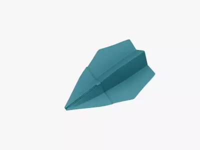Paper Plane Teal Low-poly 3D model