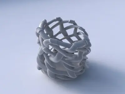 Bowl cylindrical with interlacing soft edged lattice and ribb... 3D model purchase