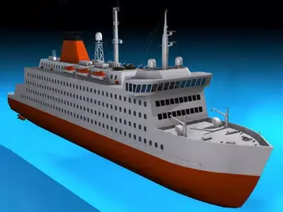 Ferryboat2 cruise ship in water 3D model