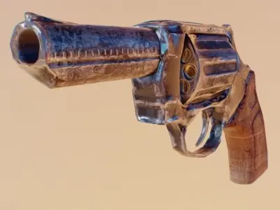 Revolver Weapon Low-poly 3D model