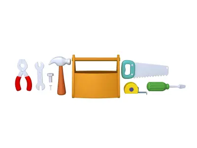 Garage Tools Cartoon 3D model