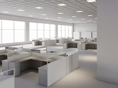 low poly office interior Low-poly 3D model