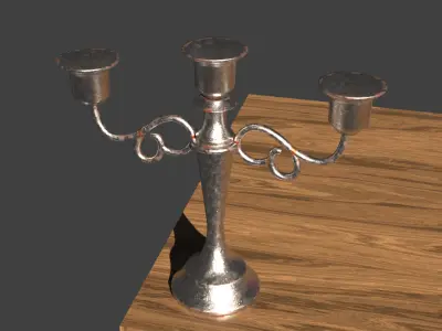 Candelabra and Candle Holder with Candle included Low-poly 3D model