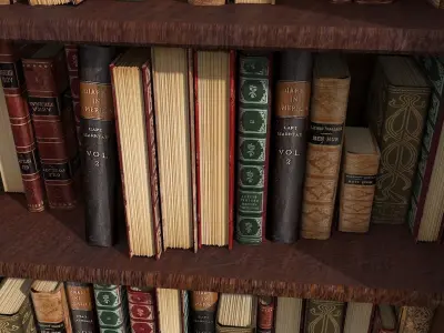 Luxurious Thin Wood Bookcase Set 3D model
