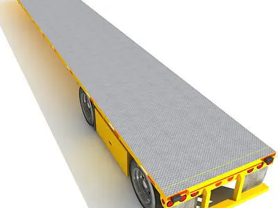 Yellow Flatbed Trailer 01 3D model