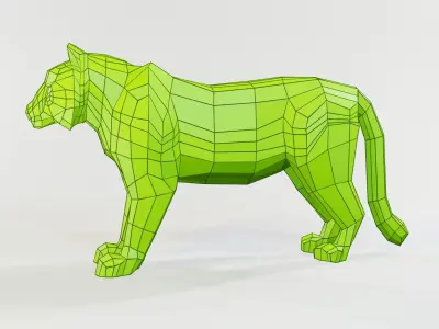 Tiger sculpture of Low-poly 3D model