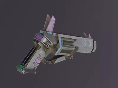 Gun Low Poly 3D Model Game Ready PBR Textures Low-poly 3D model