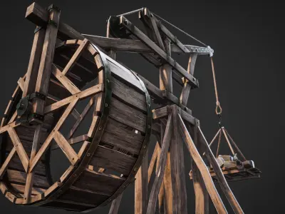 Crane  Medieval Type 1 Low Poly Low-poly 3D model