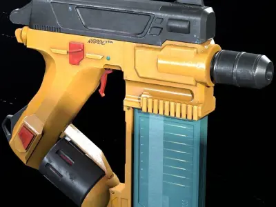 Futuristic industrial gun Low-poly 3D model