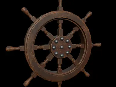 ship wooden wheel lowpoly gameasset Low-poly 3D model