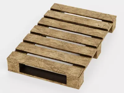 Pallet V4 - Weathered Wooden Shipping Platform 3D model