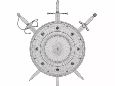 Weapon metal sword shield Low-poly 3D model