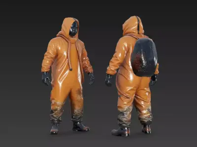 Post-Apocalyptic Hazmat Suit Character  Game Ready Survival Gear 3D model
