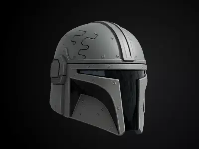 Stylized Interstellar Bounty Hunter Helmet - Deep Space Tracker 3D print model
