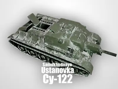 SU122 - Soviet Union Self propelled gun - Common Coating Snow Free low-poly 3D model