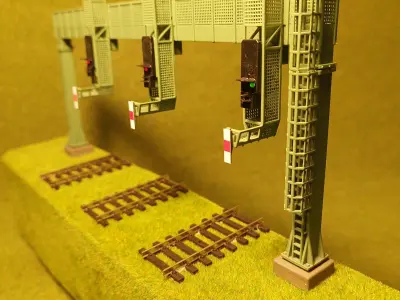 Deutsche Bahn Triple Signal Bridge 1-87 resin 3D print model