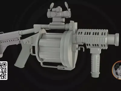 3D Model Milkor MGL - Tactical Rotary Grenade Launcher 3D model