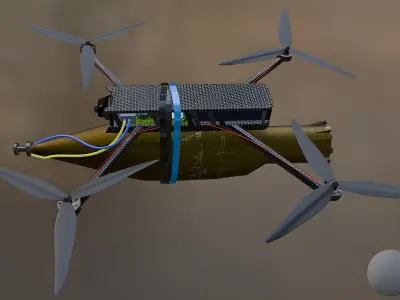 FPV Drone armed with a charge up to pg 7 Low-poly 3D model