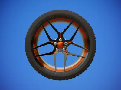 Sports Car Wheel - Rim with Tire Low-poly 3D model