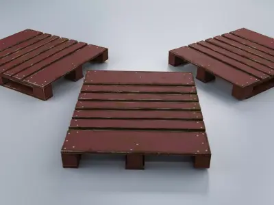 3 Old Wooden Stand 3D Model Pack