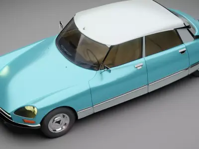 Rigged 1975 Citroen 3D Model 3D model