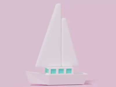 Cartoon Sailing Yacht Low-poly 3D model