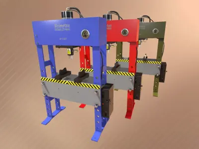 Hydraulic Press Set Low-poly 3D model