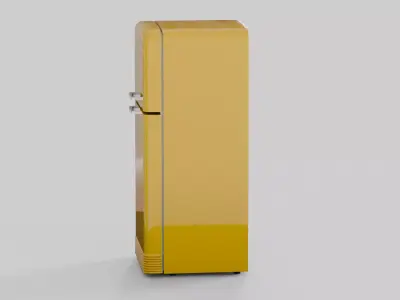 Retro fridge yellow Low-poly 3D model