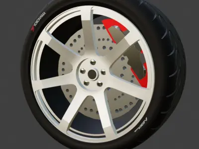 tire and rim Free low-poly 3D model