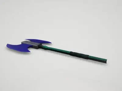 Game asset Vibrant Blue Dual-Headed Axe 3D model