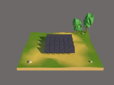 Low poly solar panels 3D model