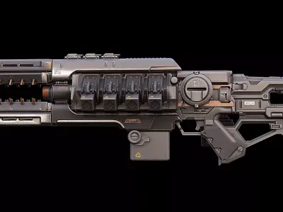 Sci-Fi Heavy Railgun Cyberpunk Plasma Cannon Game Ready Low-poly 3D model