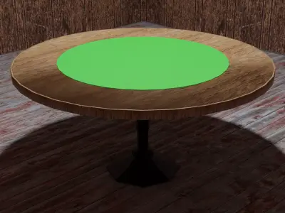Antique Oak Poker Table Low-poly 3D model