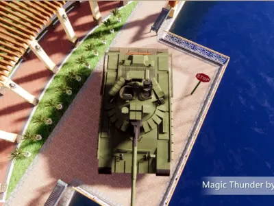 T-75BME-2 tank on bridge 3D model