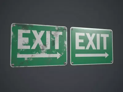 Plastic Exit Sign 2 PBR Game Ready Low-poly 3D model