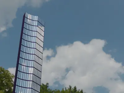 Skyscraper tall tower in middle of field Free 3D model