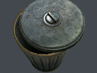 Trash Can for games Low-poly 3D model